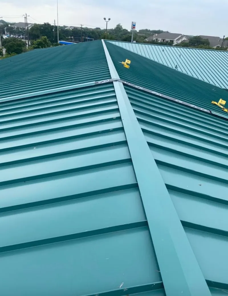 Green commercial metal roof ridge and valley for Metal Roof Repair in Tequesta